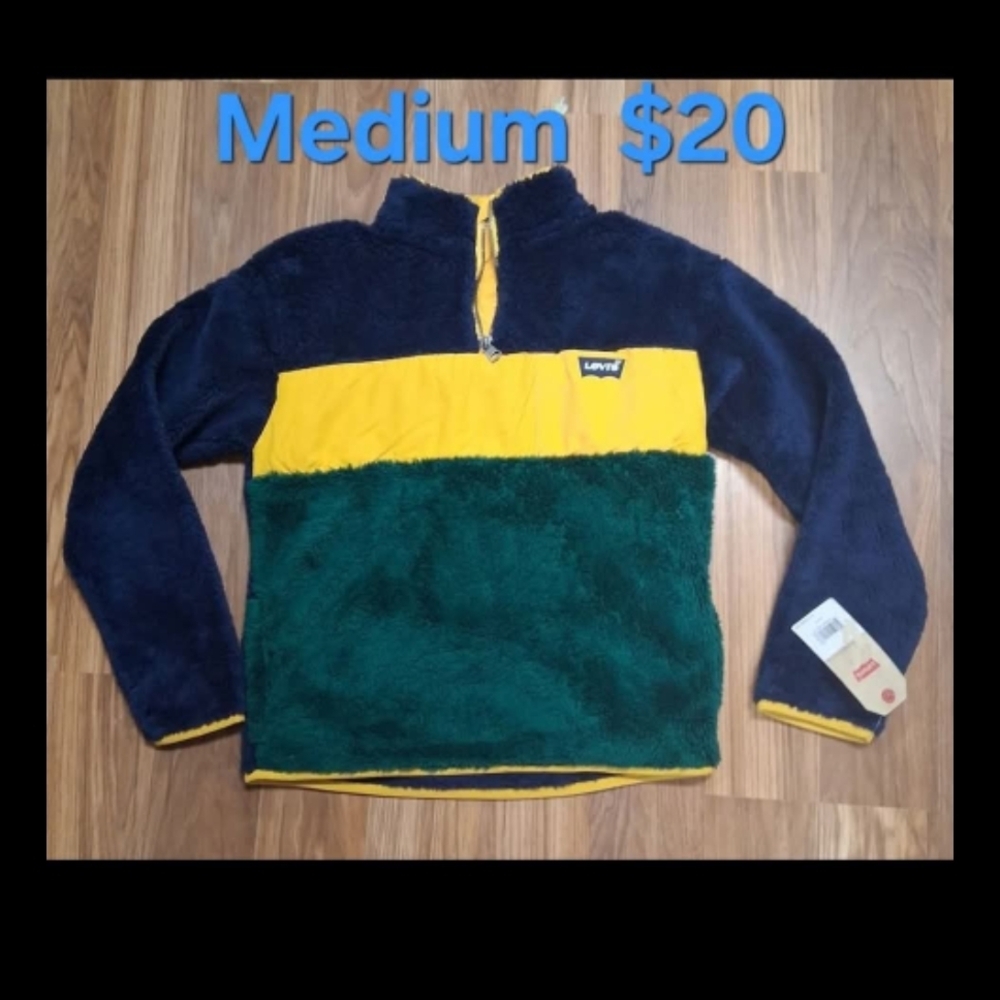 Levi's Navy and Yellow Fleece Pullover